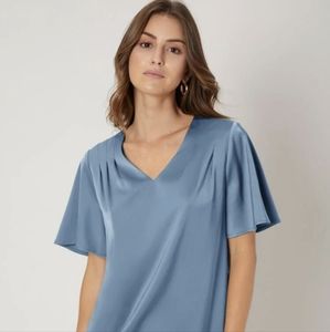 Silky butterfly sleeve blouse (in brown)